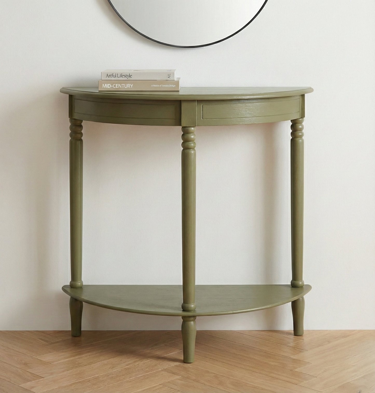 Heritage Pine Wood Half Moon Console Table