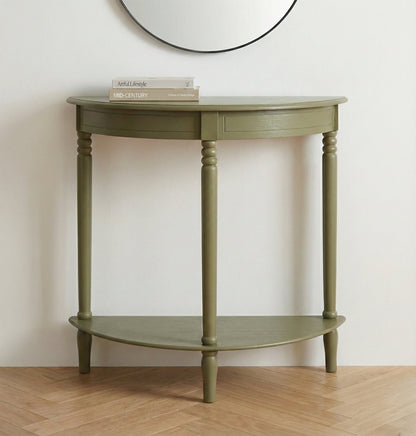 Heritage Pine Wood Half Moon Console Table