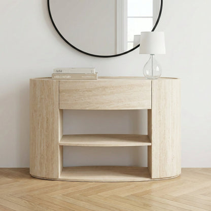 Tivoli Travertine Effect Veneer 1 Drawer Console Table