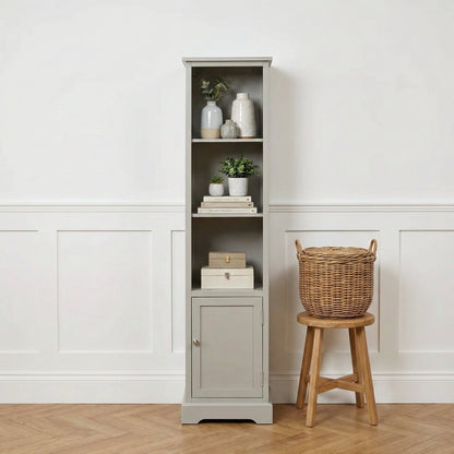 Croft Linen Pine Wood Slim 1 Door 3 Shelf Unit