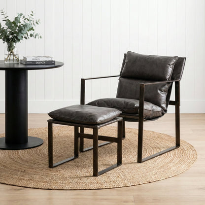 Nico Leather Chair and Footstool