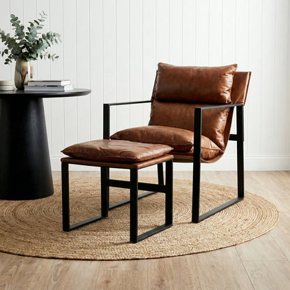 Nico Leather Chair and Footstool