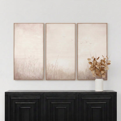 Natural and White Landscape Canvases with Natural Frames