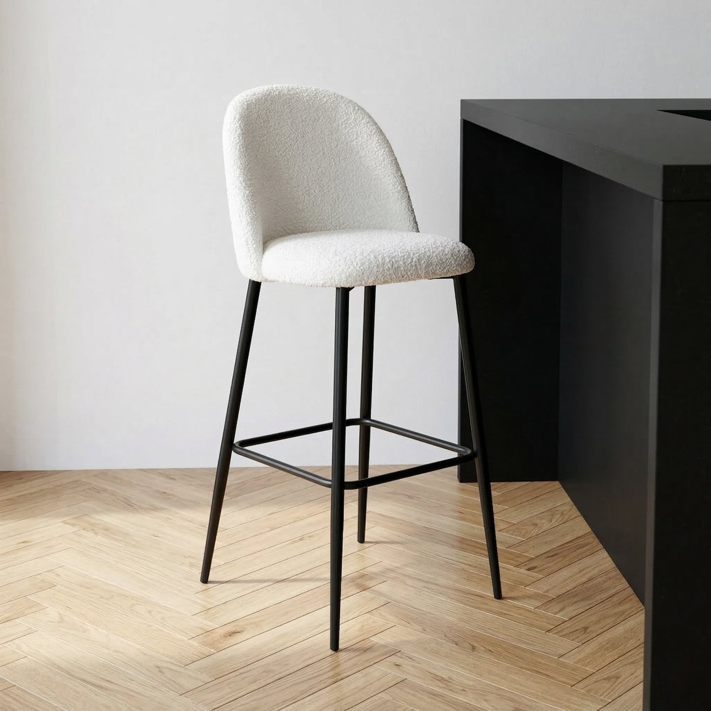 Turi Pebble Black Metal Bar Stool