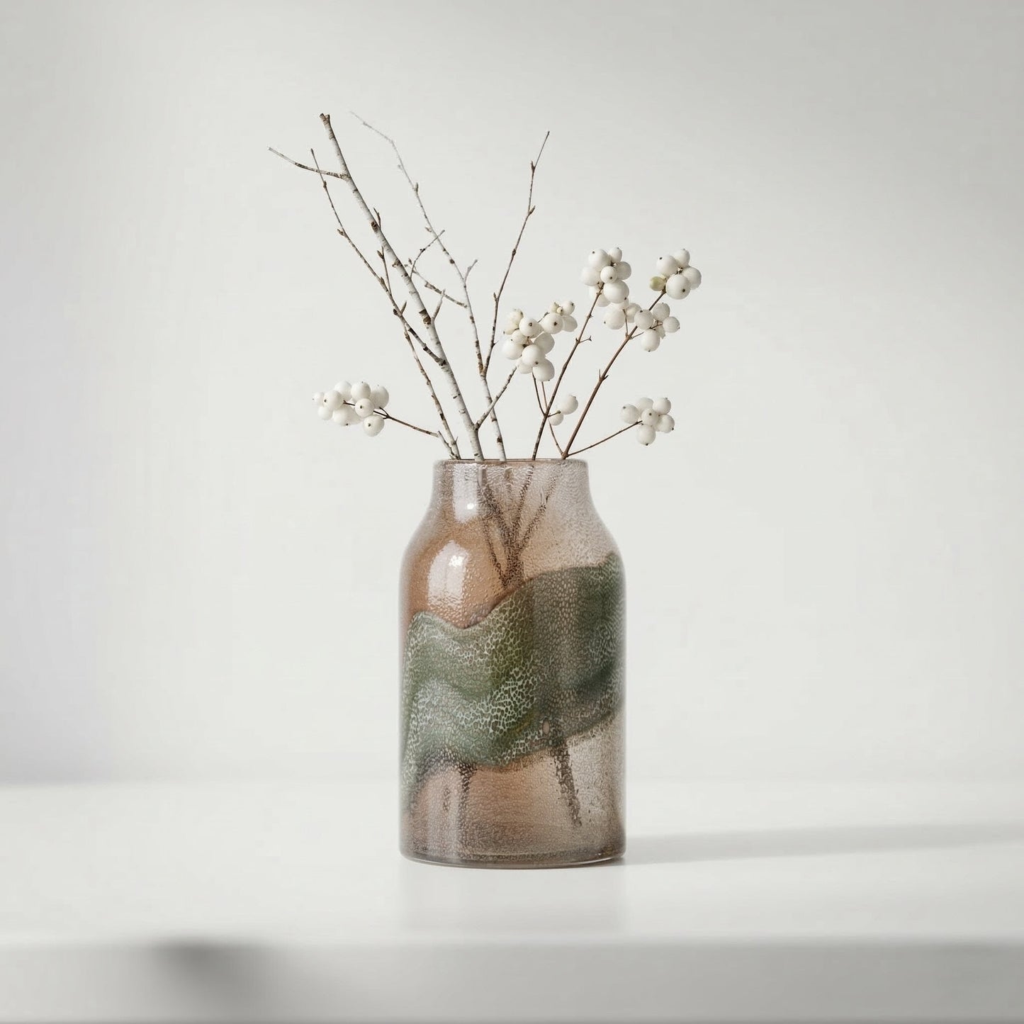 Valtellina Brown and Green Glass Vase