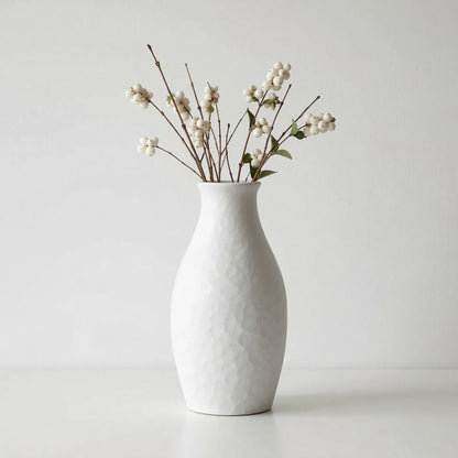 Eirene White Textured Stoneware Vase