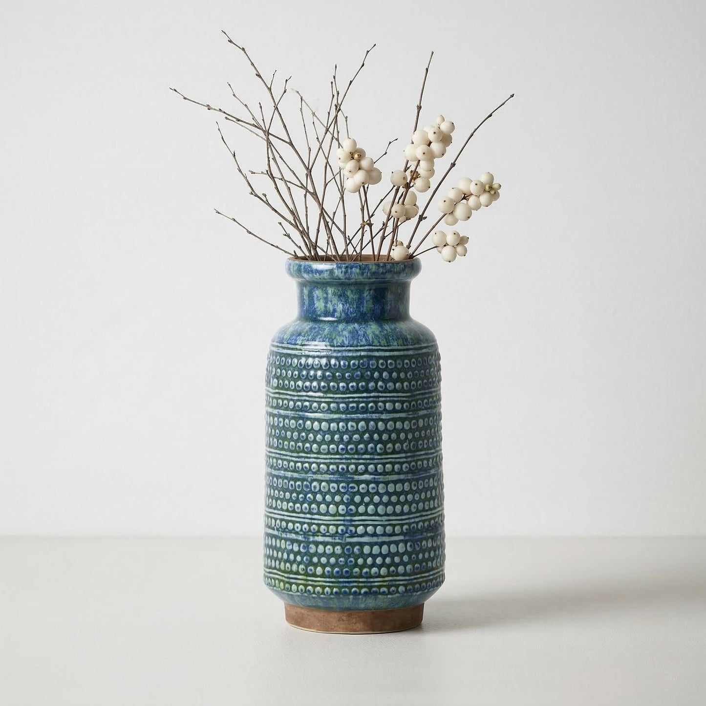 Theano Dot Design Blue Glaze Vase
