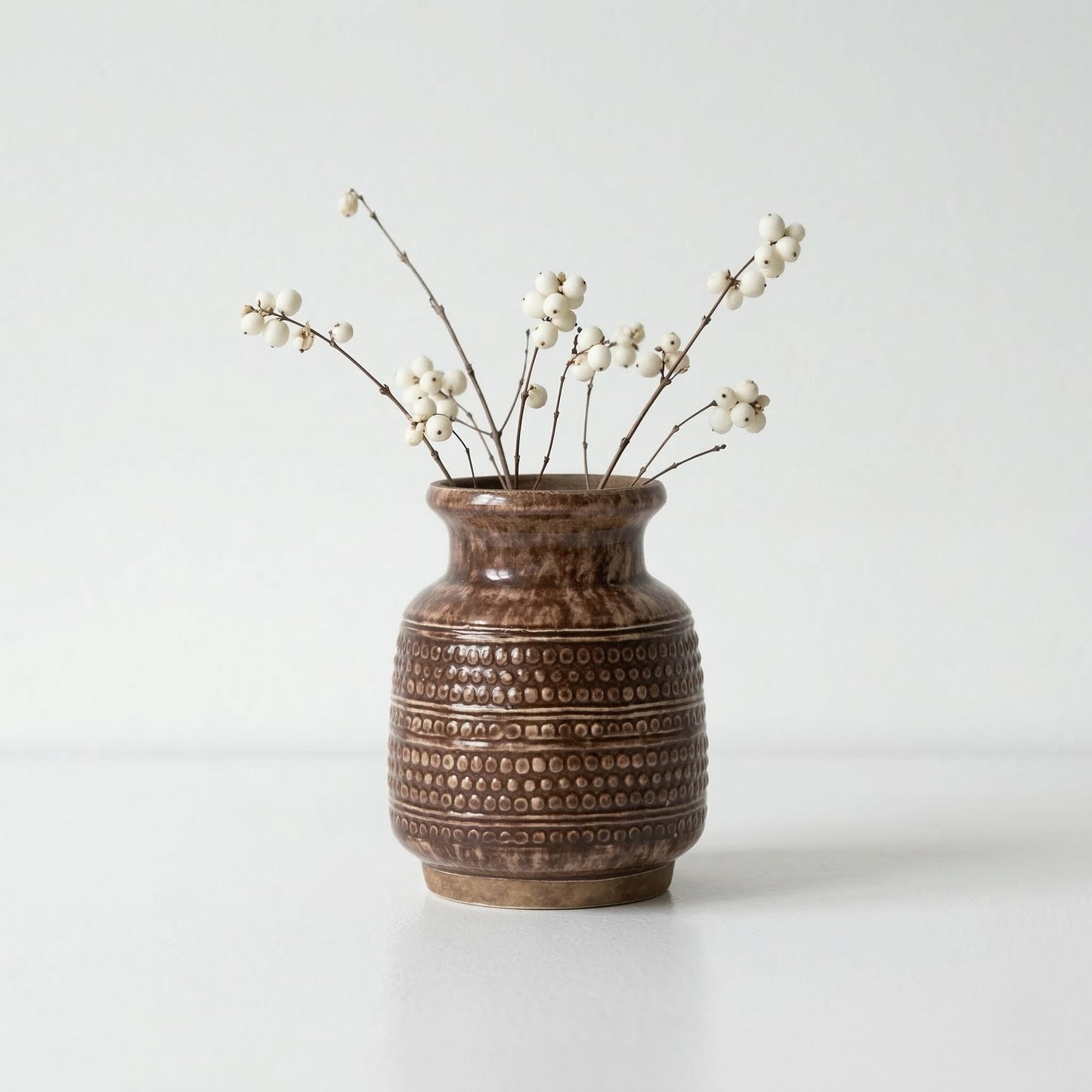 Theano Dot Design Brown Glaze Vase