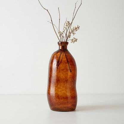 Organic Shaped Recycled Glass Tall Vase