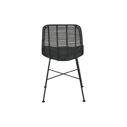 Rattan Core and Black Metal Dining Chair