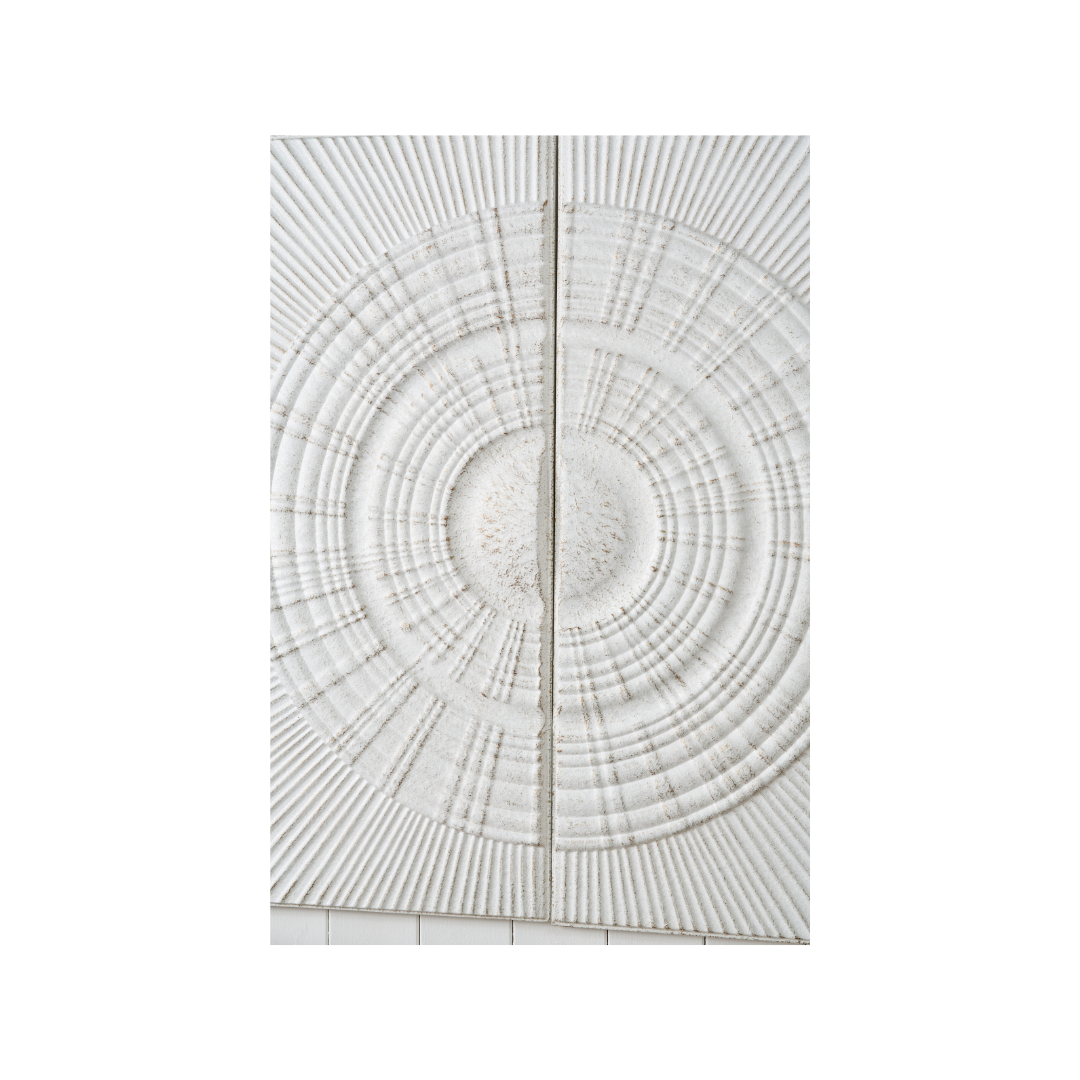 Antique White Moulded Metal Circle Wall Art