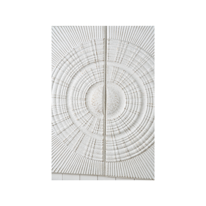 Antique White Moulded Metal Circle Wall Art