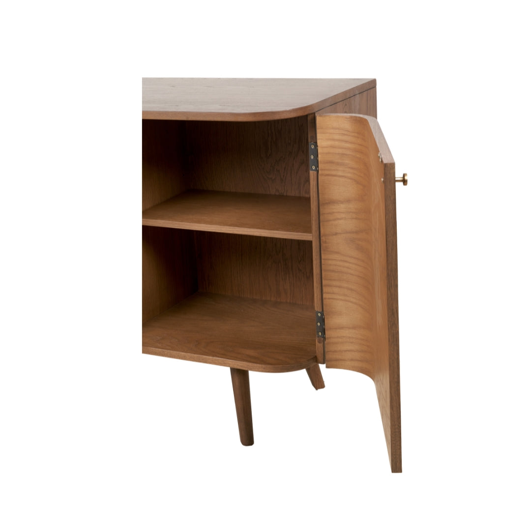 Elias Dark Ash Wood Retro 3 Door Sideboard