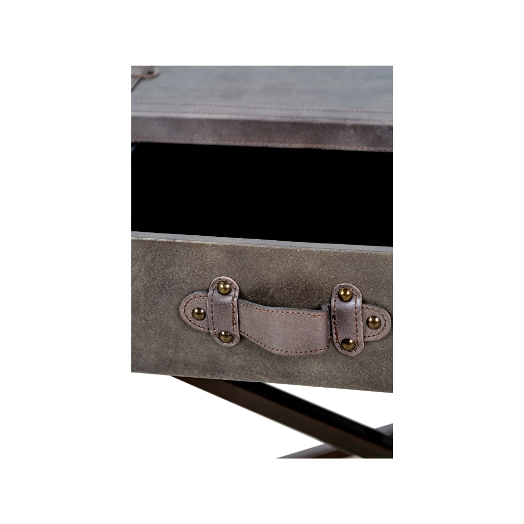 Adriano Peppercorn Leather Console Table