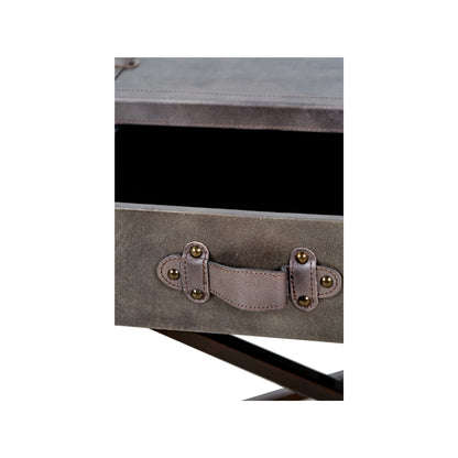 Adriano Peppercorn Leather Console Table