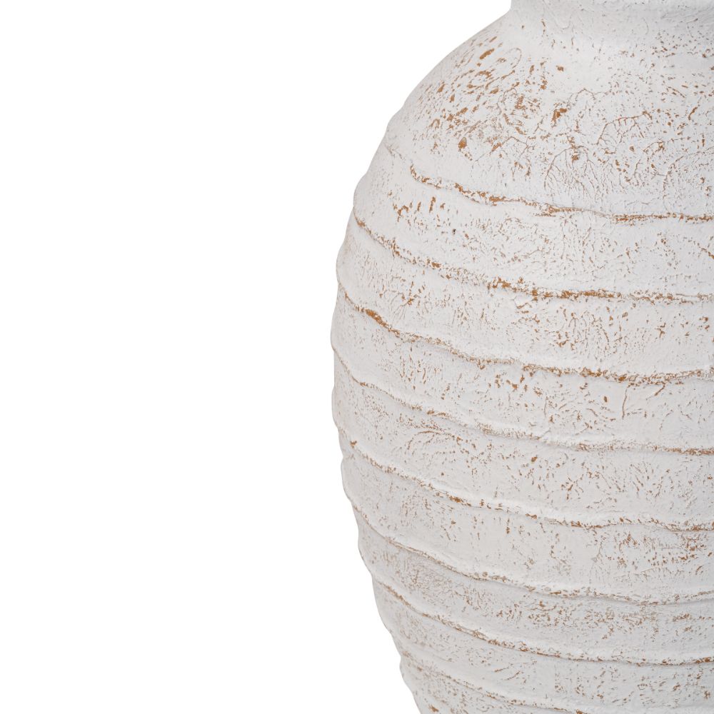 Fibrestone White Wash Decorative Ribbed Large Vase