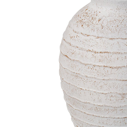 Fibrestone White Wash Decorative Ribbed Large Vase