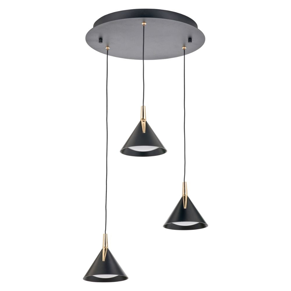 Astarion Matte Black and Gold Multi Drop LED Pendant