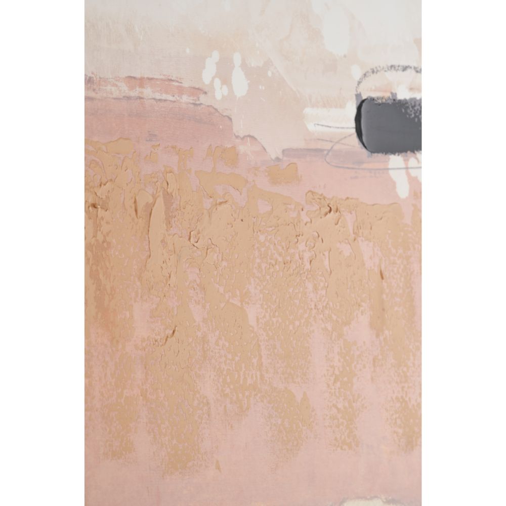 Abstract Square Canvas White and Terracotta with Oak Effect Frame