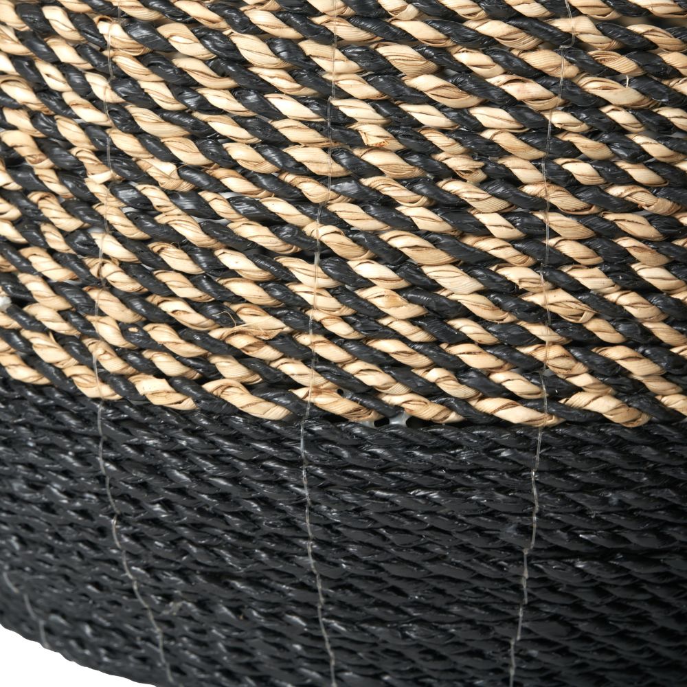 Seagrass Natural and Black Round Handled Baskets (Set of 2)