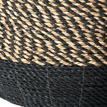 Seagrass Natural and Black Round Handled Baskets (Set of 2)