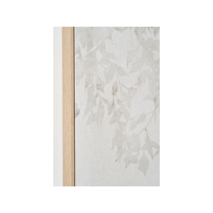 White and Natural Floral Square Canvas with Natural Frame