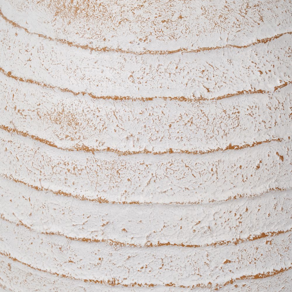 Fibrestone White Wash Decorative Ribbed Vase