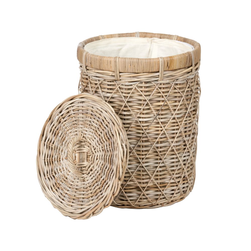Rattan Brown Round Linen Basket