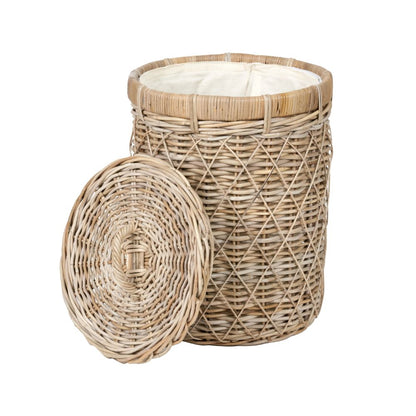 Rattan Brown Round Linen Basket