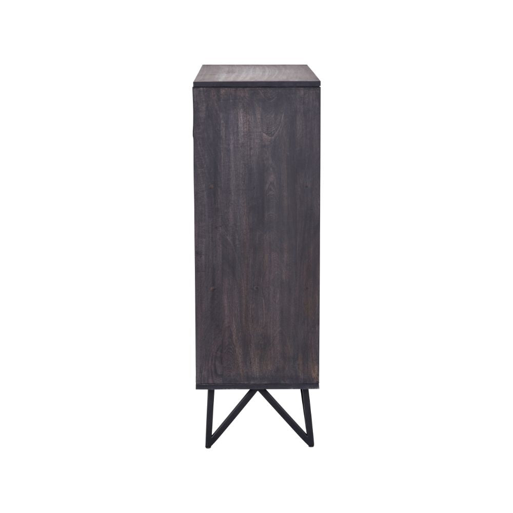Verde Black Mango Wood and Stone Veneer Sideboard