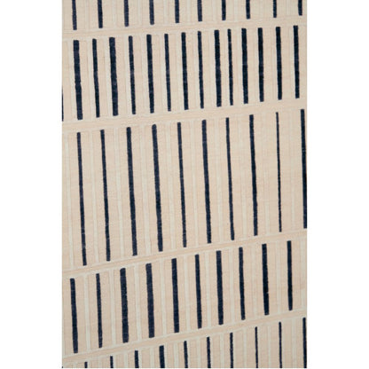 Canvas Natural with Black Stripe Pattern and Black Frame