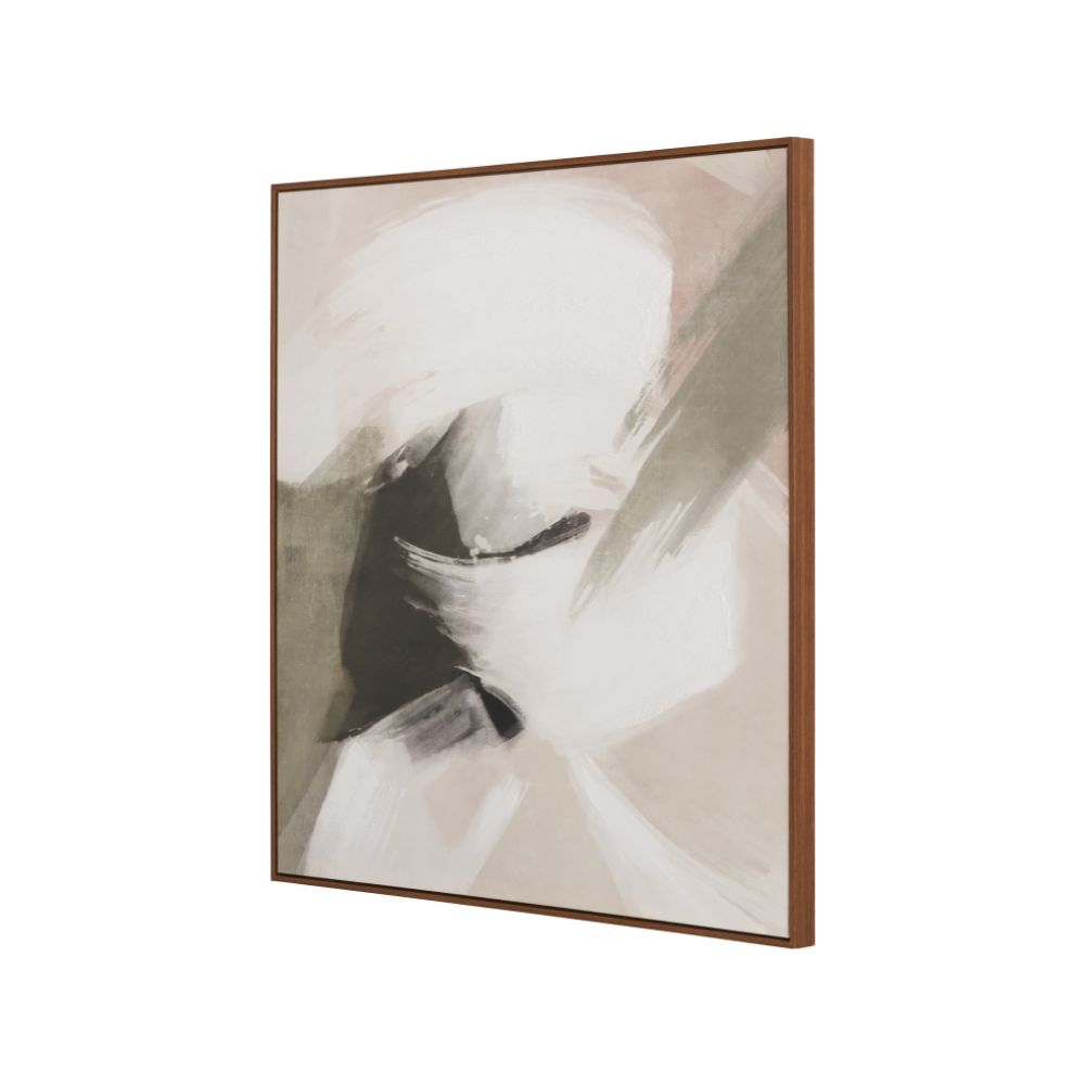 Canvas Monochrome Abstract Square with Oak Effect Frame