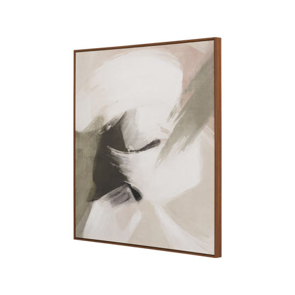 Canvas Monochrome Abstract Square with Oak Effect Frame