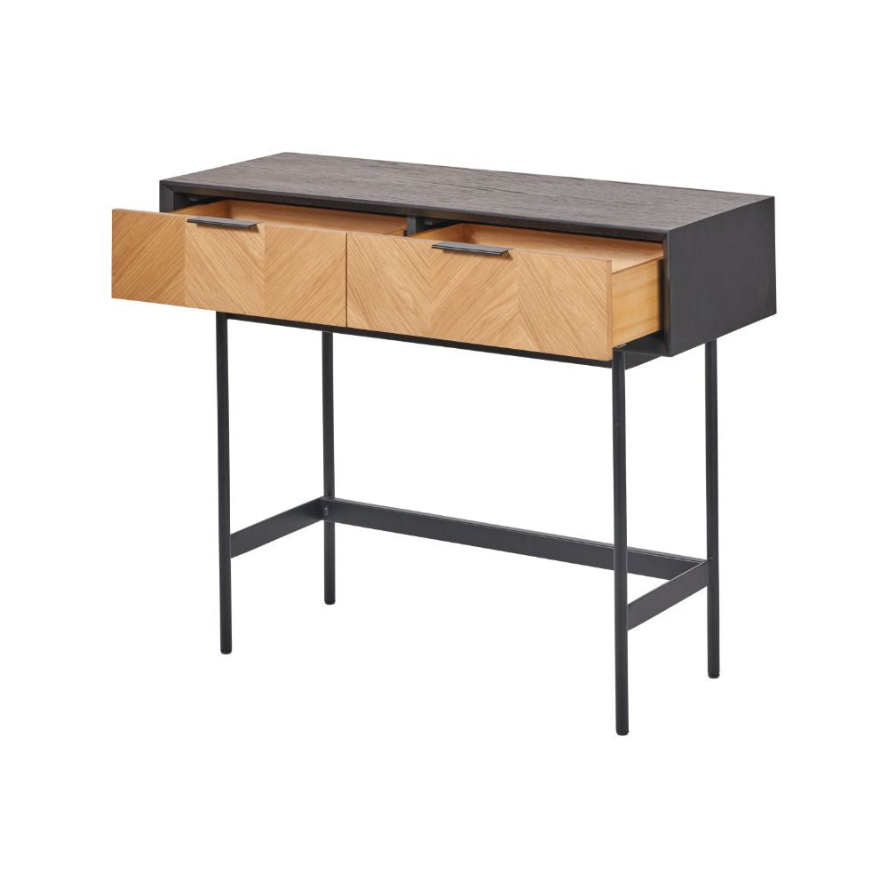 Hailee Pine Wood 2 Drawer Console Table