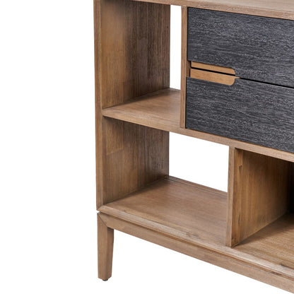 Gio Acacia Wood 2 Drawer 7 Niche Display Cabinet