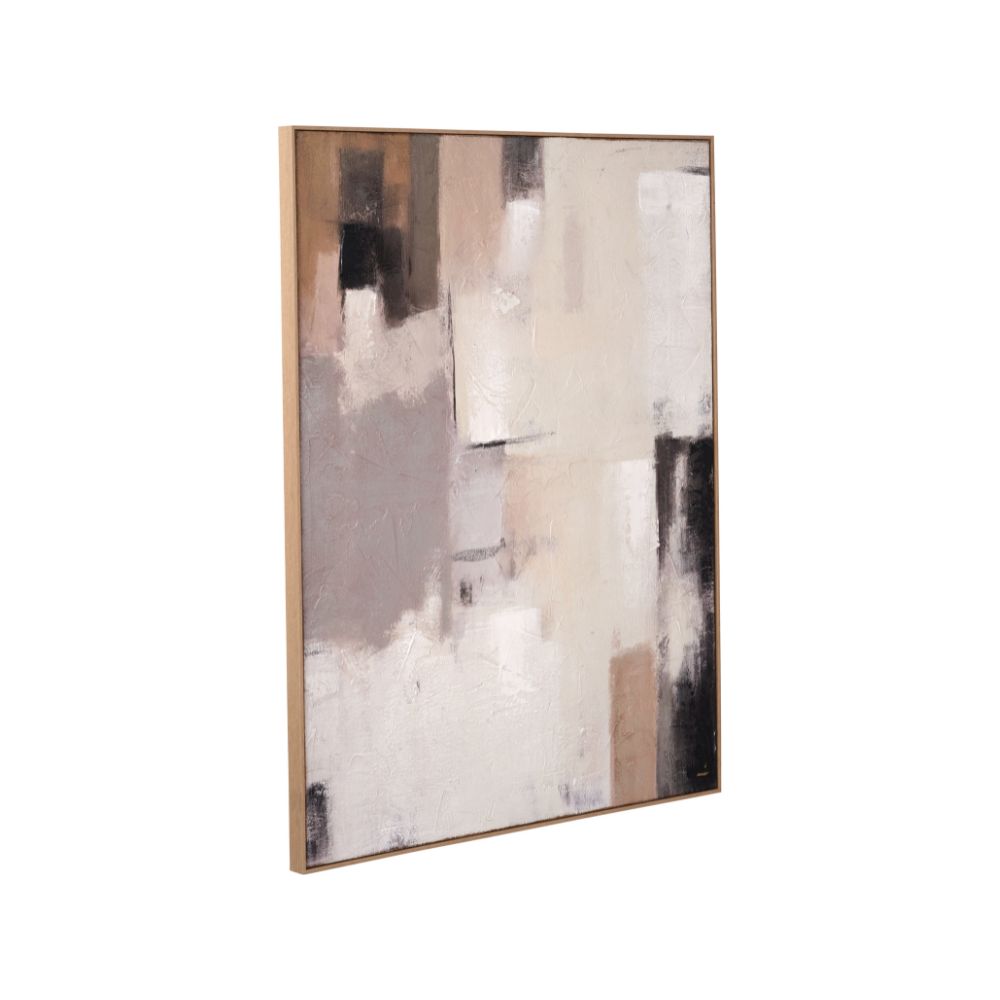 Canvas Natural and Grey Textured Abstract with Natural Frame