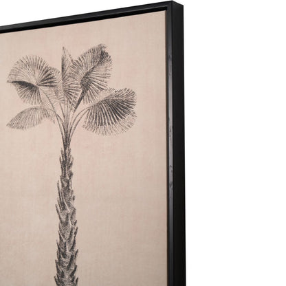 Canvases Natural and Black Palm Tree Print with Black Frames (Set of 3)