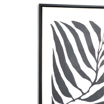 Canvases Black Leaf Print with Black Frames (Set of 2)