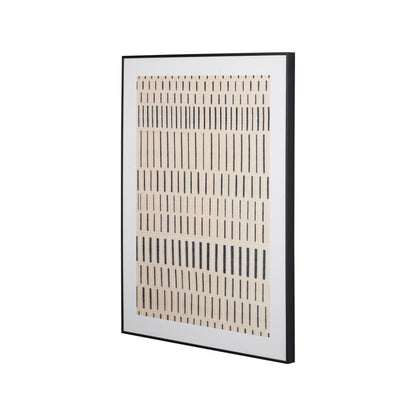 Canvas Natural with Black Stripe Pattern and Black Frame