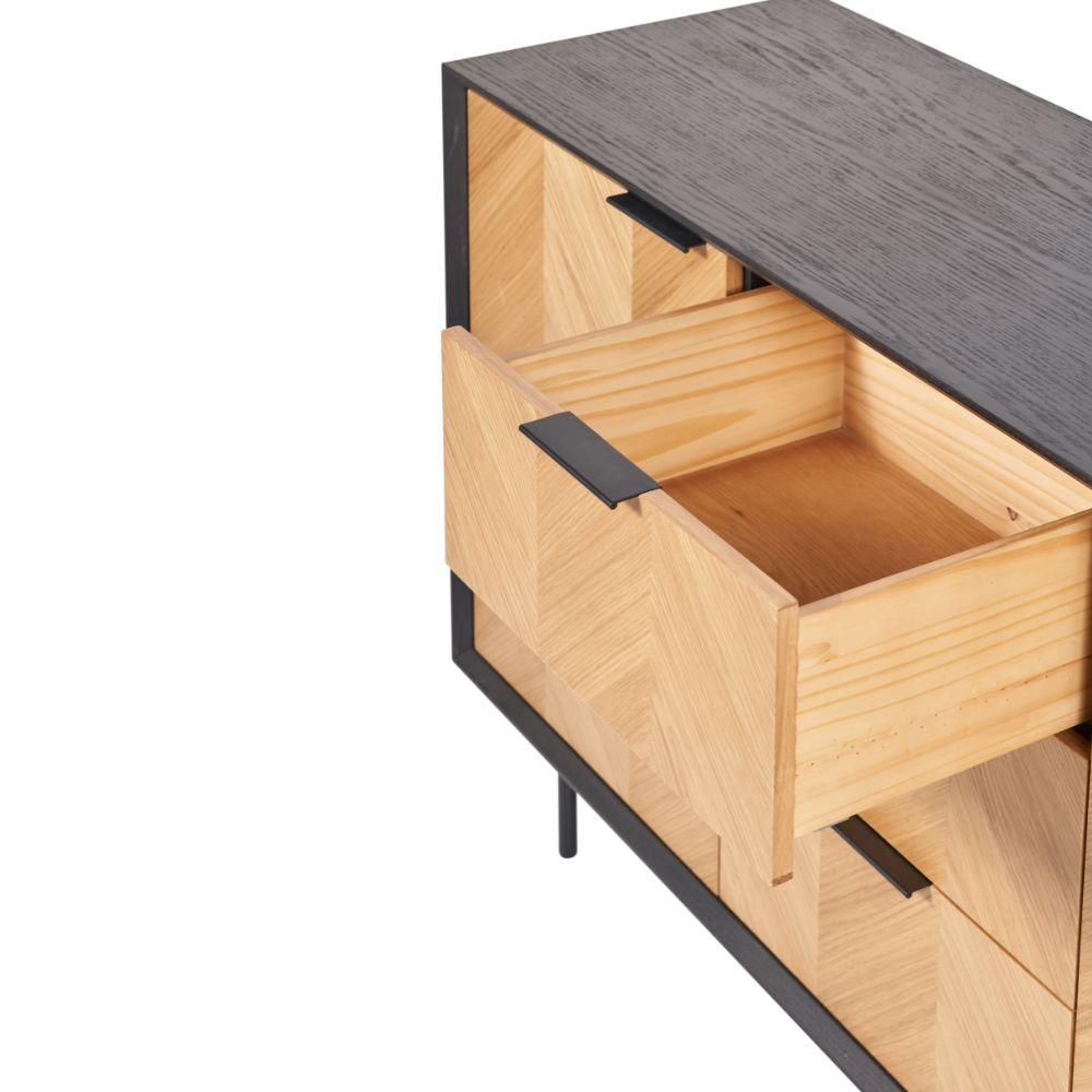 Hailee Pine Wood 2 Door 3 Drawer Sideboard