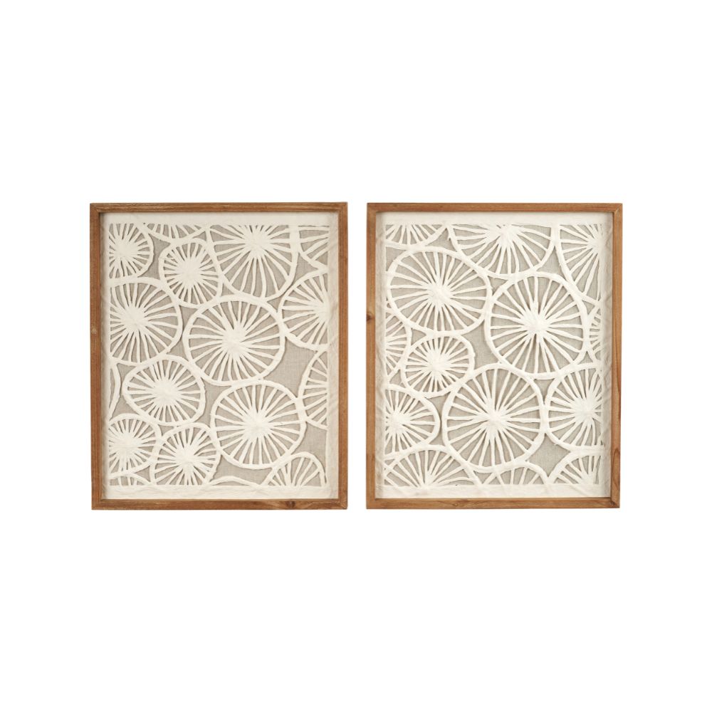 Natural Paper Cut Out Pattern Design Wall Art with Natural Frames (Set of 2)
