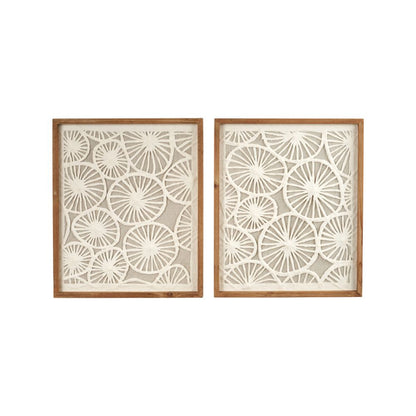 Natural Paper Cut Out Pattern Design Wall Art with Natural Frames (Set of 2)
