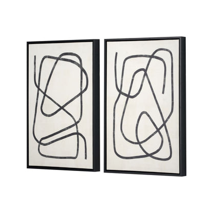 Canvases Black Squiggle Print with Black Frames (Set of 2)