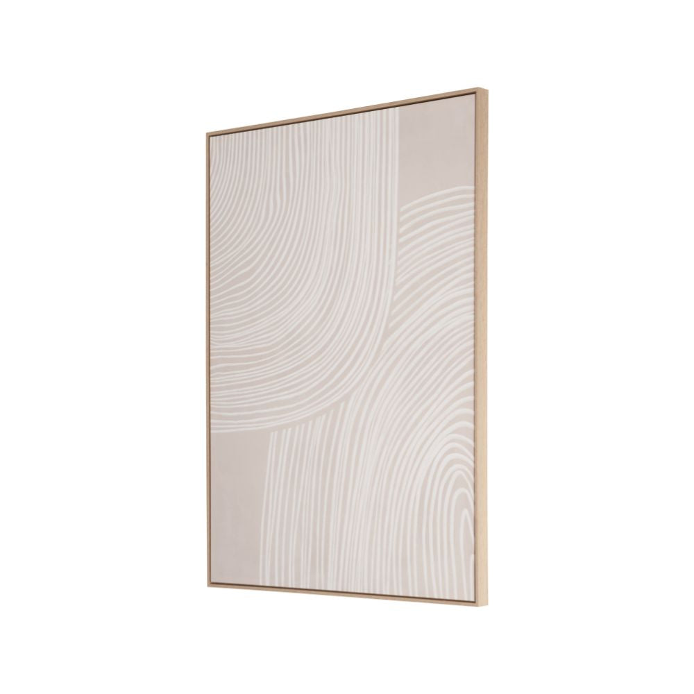 Canvas Natural and White Abstract with Natural Frame