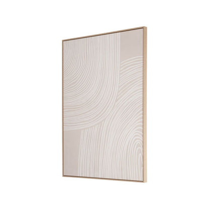 Canvas Natural and White Abstract with Natural Frame
