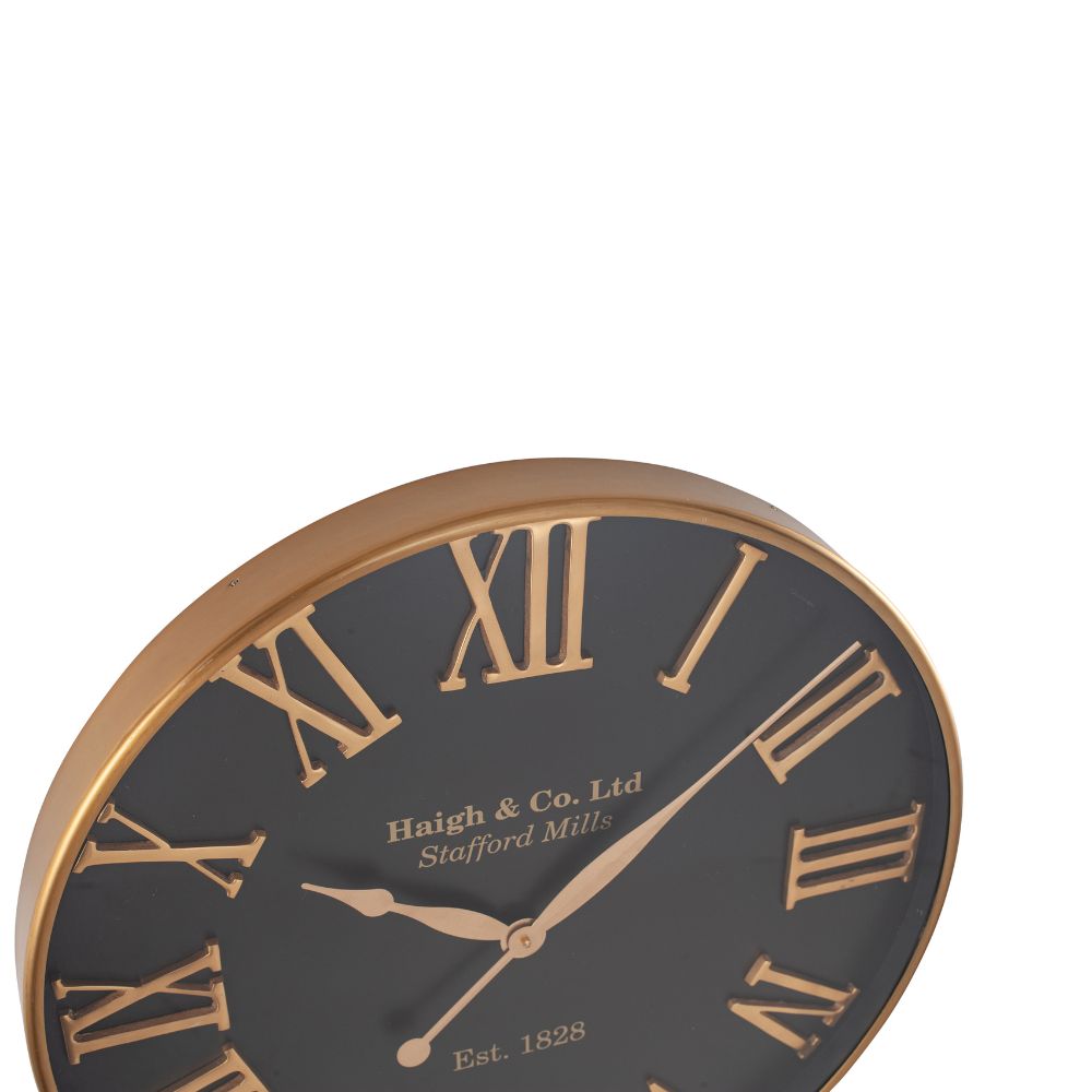 Metal Antique Gold and Black Wall Clock