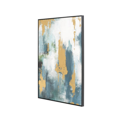 Canvas Gold and Blue Tone Abstract with Black Frame