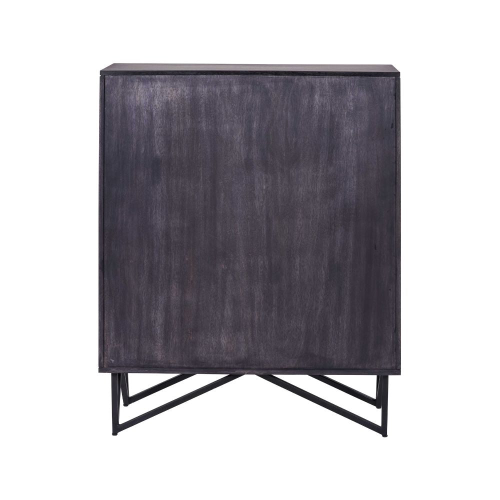 Verde Black Mango Wood and Stone Veneer Sideboard