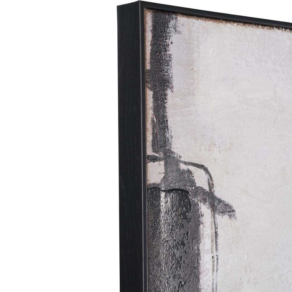 Canvas Monochrome Abstract with Black Frame