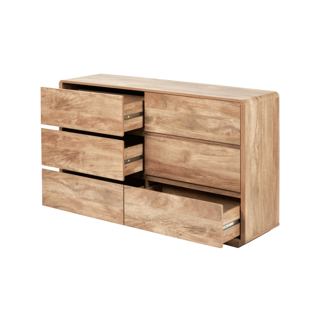 Eversley Oak Effect Veneer 6 Drawer Sideboard